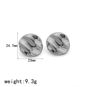 1 Pair Trendy Classic Style Round Shape Stainless Steel  Gold Color Women's Stud Earrings h5 Picture3